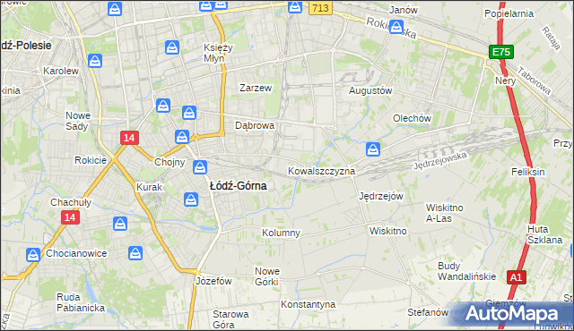 mapa Kowalszczyzna gmina Łódź, Kowalszczyzna gmina Łódź na mapie Targeo