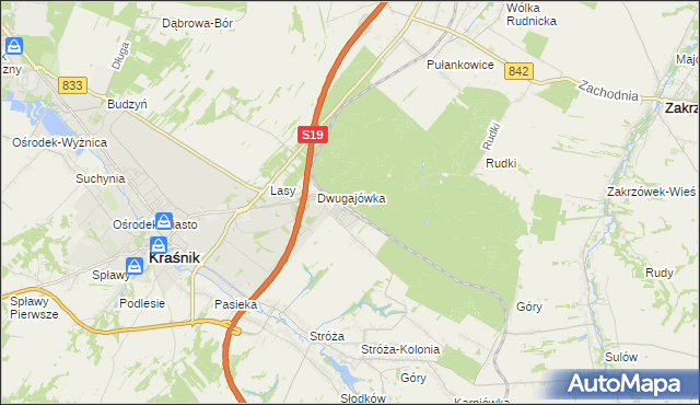 mapa Kraśnik powiat kraśnicki, Kraśnik powiat kraśnicki na mapie Targeo