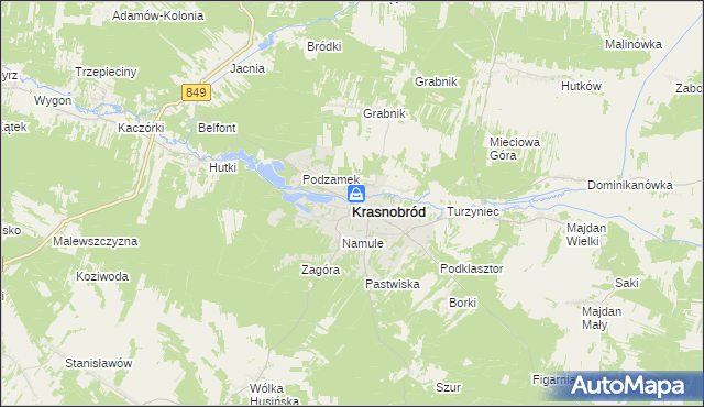 mapa Krasnobród, Krasnobród na mapie Targeo