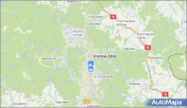 mapa Krynica-Zdrój, Krynica-Zdrój na mapie Targeo