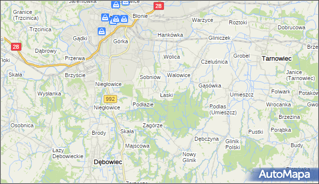 mapa Łaski gmina Jasło, Łaski gmina Jasło na mapie Targeo