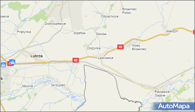 mapa Laskowice gmina Lubrza, Laskowice gmina Lubrza na mapie Targeo