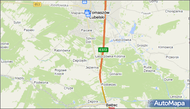 mapa Łaszczówka-Kolonia, Łaszczówka-Kolonia na mapie Targeo