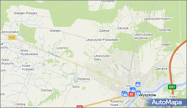 mapa Leszczydół Stary, Leszczydół Stary na mapie Targeo