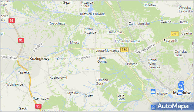 mapa Lgota Górna, Lgota Górna na mapie Targeo