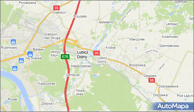 mapa Lubicz Górny, Lubicz Górny na mapie Targeo