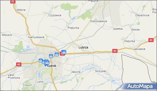 mapa Lubrza powiat prudnicki, Lubrza powiat prudnicki na mapie Targeo