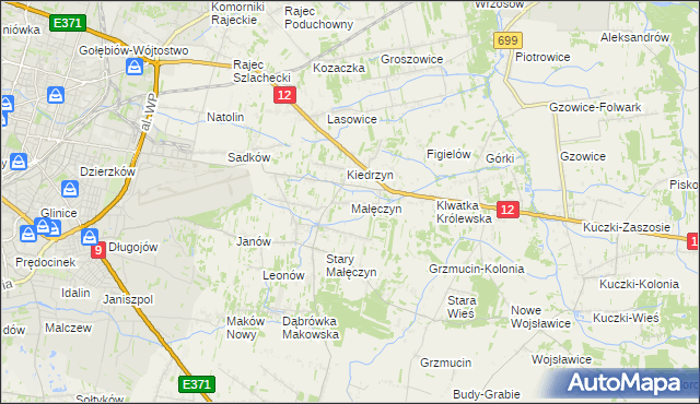 mapa Małęczyn gmina Gózd, Małęczyn gmina Gózd na mapie Targeo