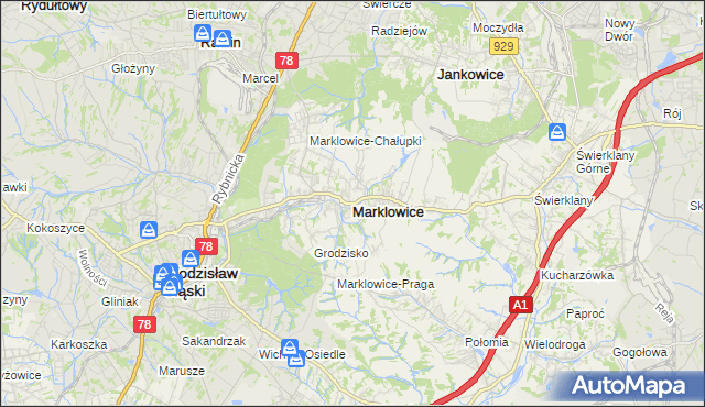 mapa Marklowice, Marklowice na mapie Targeo