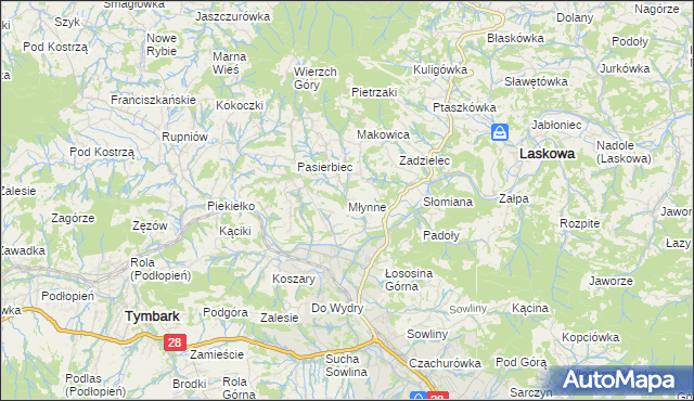 mapa Młynne, Młynne na mapie Targeo