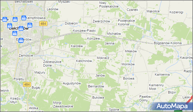 mapa Mokracz, Mokracz na mapie Targeo