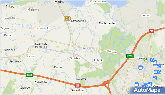 mapa Mścice, Mścice na mapie Targeo