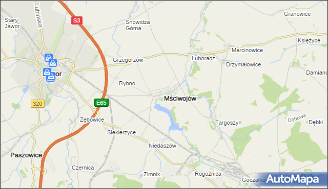 mapa Mściwojów, Mściwojów na mapie Targeo