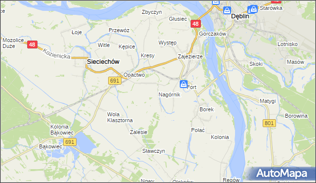 mapa Nagórnik gmina Sieciechów, Nagórnik gmina Sieciechów na mapie Targeo