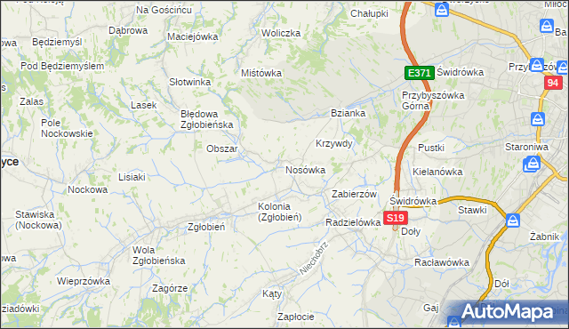 mapa Nosówka, Nosówka na mapie Targeo