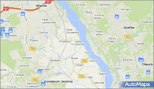 mapa Obórki gmina Konstancin-Jeziorna, Obórki gmina Konstancin-Jeziorna na mapie Targeo