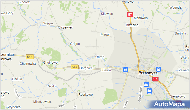 mapa Obrąb gmina Przasnysz, Obrąb gmina Przasnysz na mapie Targeo