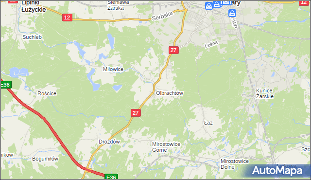 mapa Olbrachtów, Olbrachtów na mapie Targeo