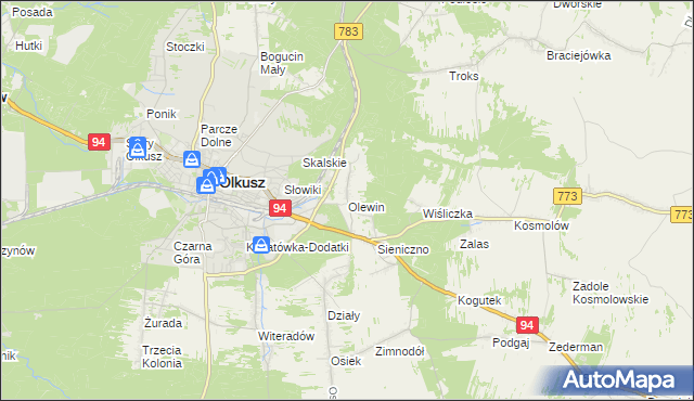 mapa Olewin gmina Olkusz, Olewin gmina Olkusz na mapie Targeo