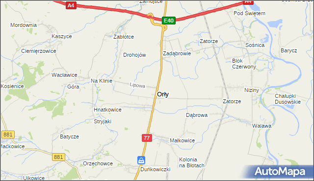 mapa Orły powiat przemyski, Orły powiat przemyski na mapie Targeo