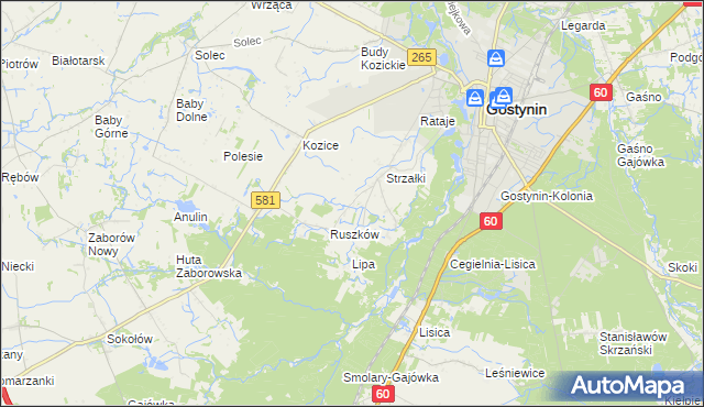 mapa Osada gmina Gostynin, Osada gmina Gostynin na mapie Targeo