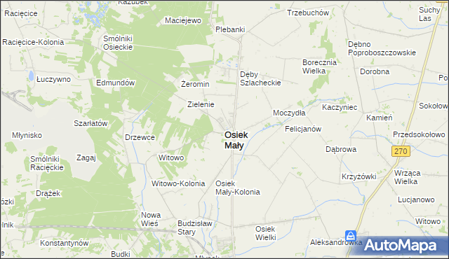 mapa Osiek Mały powiat kolski, Osiek Mały powiat kolski na mapie Targeo