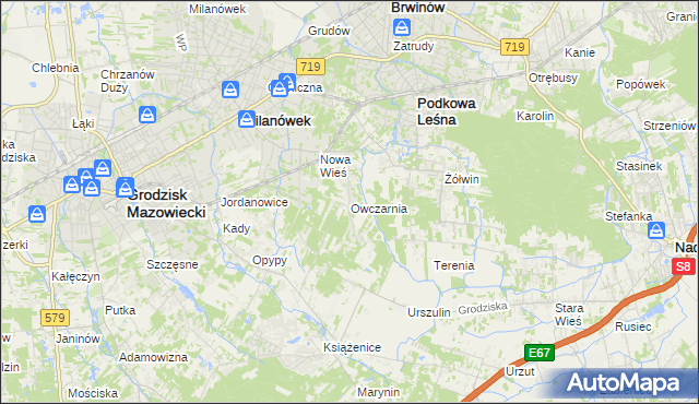 mapa Owczarnia gmina Brwinów, Owczarnia gmina Brwinów na mapie Targeo