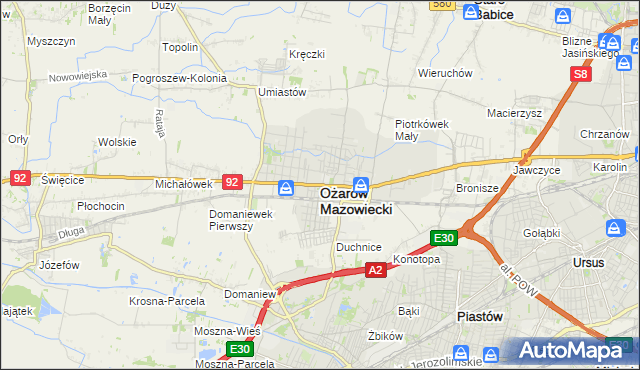 mapa Ożarów Mazowiecki, Ożarów Mazowiecki na mapie Targeo