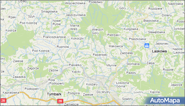 mapa Pasierbiec, Pasierbiec na mapie Targeo