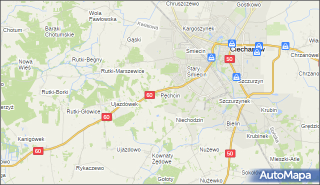 mapa Pęchcin, Pęchcin na mapie Targeo