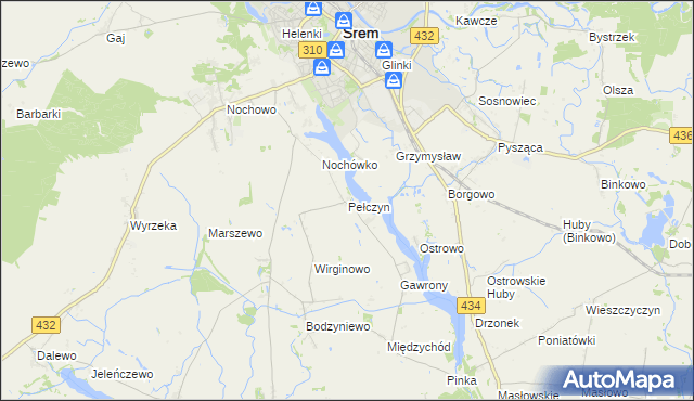 mapa Pełczyn gmina Śrem, Pełczyn gmina Śrem na mapie Targeo