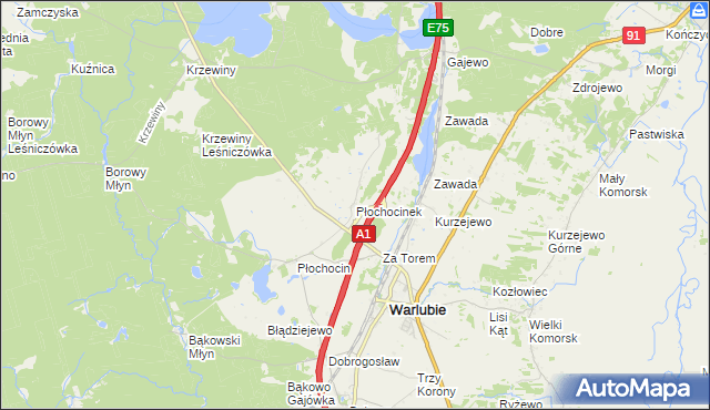 mapa Płochocinek, Płochocinek na mapie Targeo