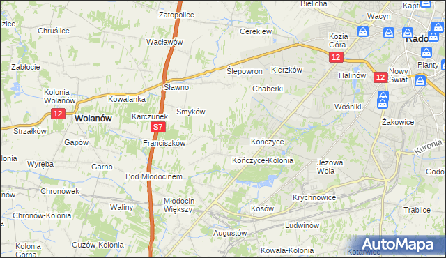 mapa Podkończyce, Podkończyce na mapie Targeo