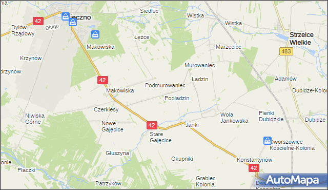 mapa Podładzin, Podładzin na mapie Targeo