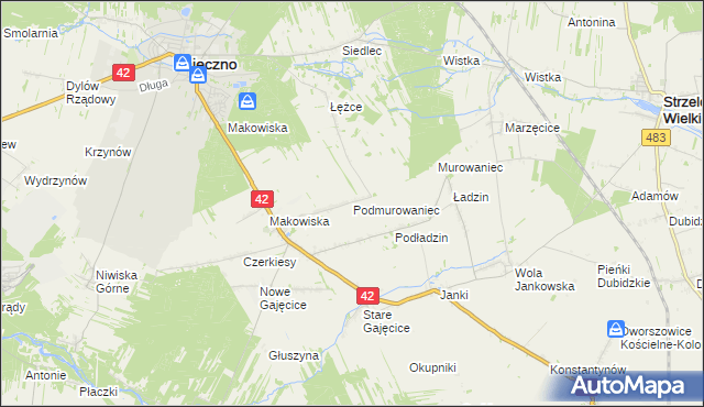 mapa Podmurowaniec, Podmurowaniec na mapie Targeo