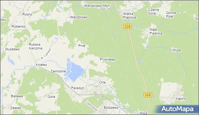 mapa Pryśniewo, Pryśniewo na mapie Targeo