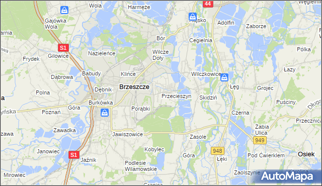 mapa Przecieszyn, Przecieszyn na mapie Targeo