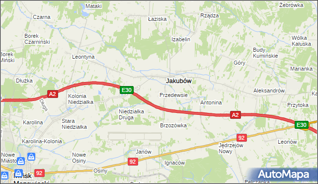 mapa Przedewsie gmina Jakubów, Przedewsie gmina Jakubów na mapie Targeo