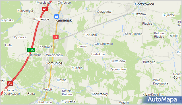 mapa Pudzików, Pudzików na mapie Targeo