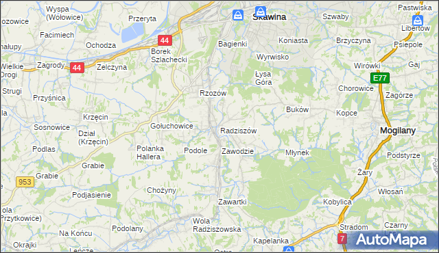 mapa Radziszów, Radziszów na mapie Targeo