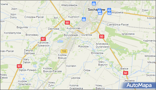 mapa Rokotów, Rokotów na mapie Targeo