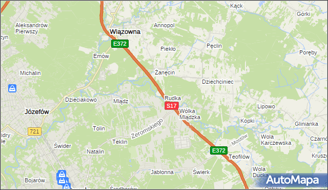 mapa Rudka gmina Wiązowna, Rudka gmina Wiązowna na mapie Targeo