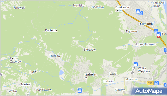 mapa Sieraków gmina Izabelin, Sieraków gmina Izabelin na mapie Targeo