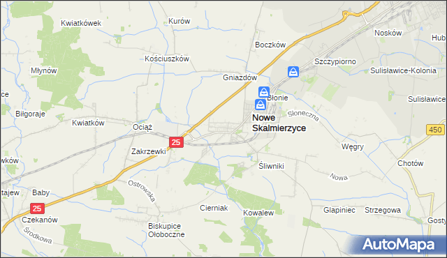 mapa Skalmierzyce, Skalmierzyce na mapie Targeo