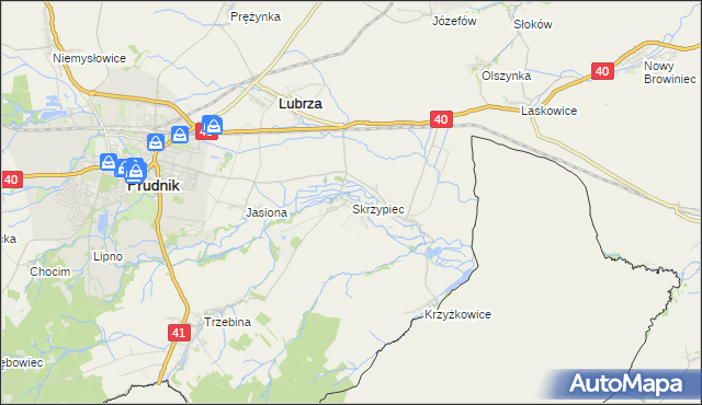 mapa Skrzypiec gmina Lubrza, Skrzypiec gmina Lubrza na mapie Targeo