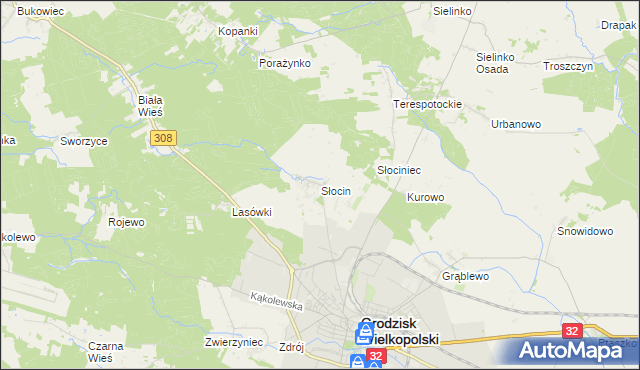 mapa Słocin, Słocin na mapie Targeo