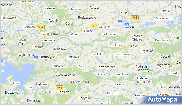 mapa Stadniki gmina Dobczyce, Stadniki gmina Dobczyce na mapie Targeo