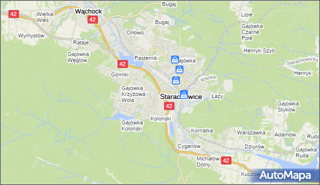 mapa Starachowic, Starachowice na mapie Targeo