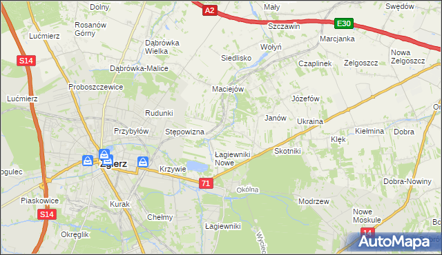 mapa Stare Łagiewniki, Stare Łagiewniki na mapie Targeo