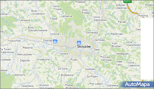 mapa Strzyżów, Strzyżów na mapie Targeo